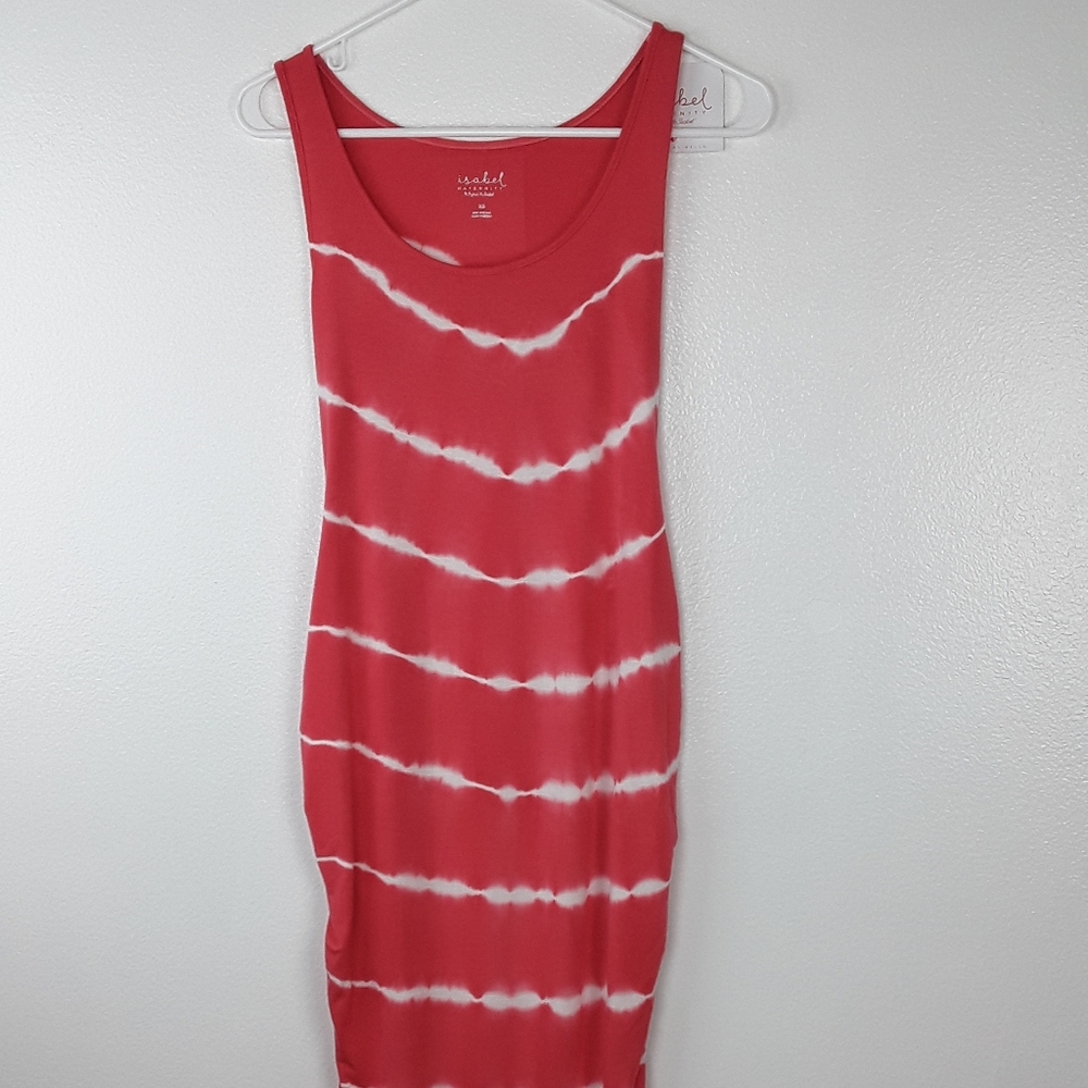 Isabel & Ingrid Maternity Maxi Dress Red Stripe Sleeveless Long Summer XS
